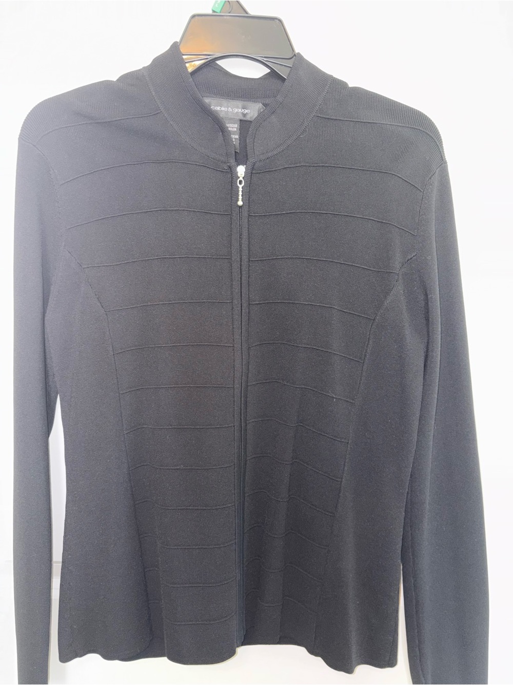 Cable & Gauge Black Women's Bomber Zip Cardigan